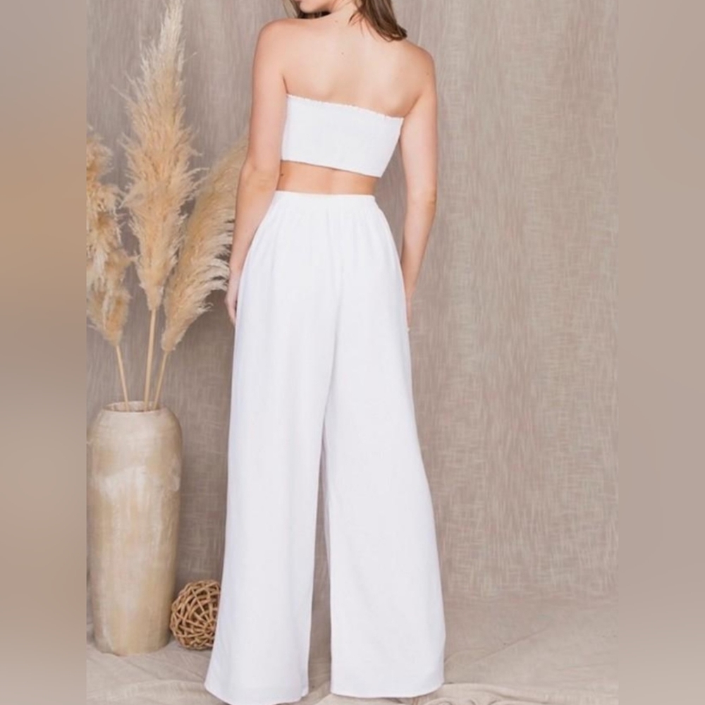 NWT Malibu Bum Smocked Tie Tube Top with Matching Pant Set - Picture 2 of 4